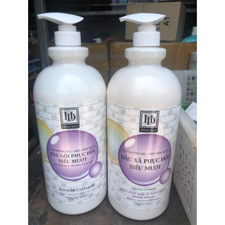 Dầu gội - xả Hồng Đạt Keratin Collagen siêu mượt 2000ml chiết xuất thiên nhiên