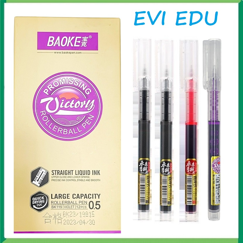 Bút Gel Nước Baoke Ngòi 0.5mm Bút Bi Gel Đen Xanh Tím Đỏ BK119 Viết Trơn Mực Đều Nét Đẹp
