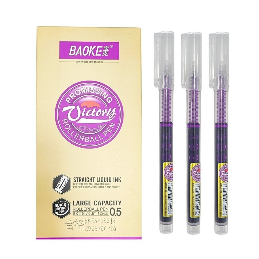 Bút Gel Nước Baoke Ngòi 0.5mm Bút Bi Gel Đen Xanh Tím Đỏ BK119 Viết Trơn Mực Đều Nét Đẹp