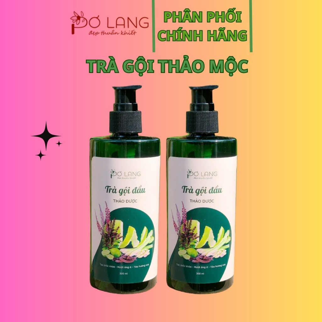 Trà Gội Đầu Thảo Dược Powlang 300ml,100% Tự Nhiên Giảm Tụng Tóc, Dưỡng Tóc Mềm Mượt