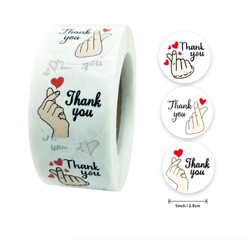 50 Tem nhãn dán Sticker thank you size 2.5cm và 3.8cm