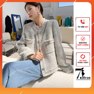 Áo khoác dạ nữ, áo cardigan dáng ngắn thiết kế tay dài, vải dạ trắng phối đen sang chảnh tiểu thư  7.Beautiful A99