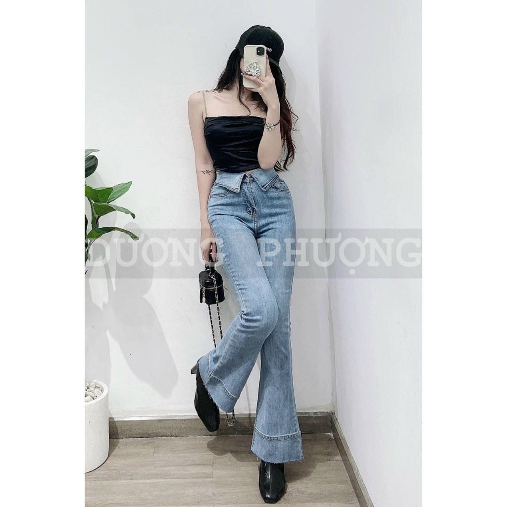 QUẦN JEAN ỐNG LOE, CO GIÃN LƯNG BẺ LAI, LƯNG CAO, LAI CẮT