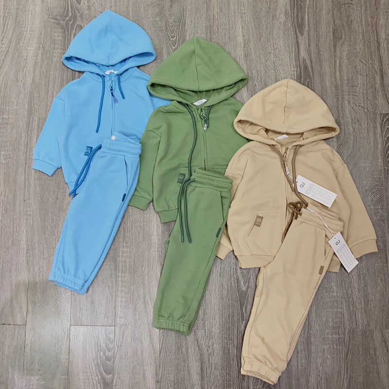 Bộ nỉ HOODIE KÉO KHOÁ GJ xuất dư xịn