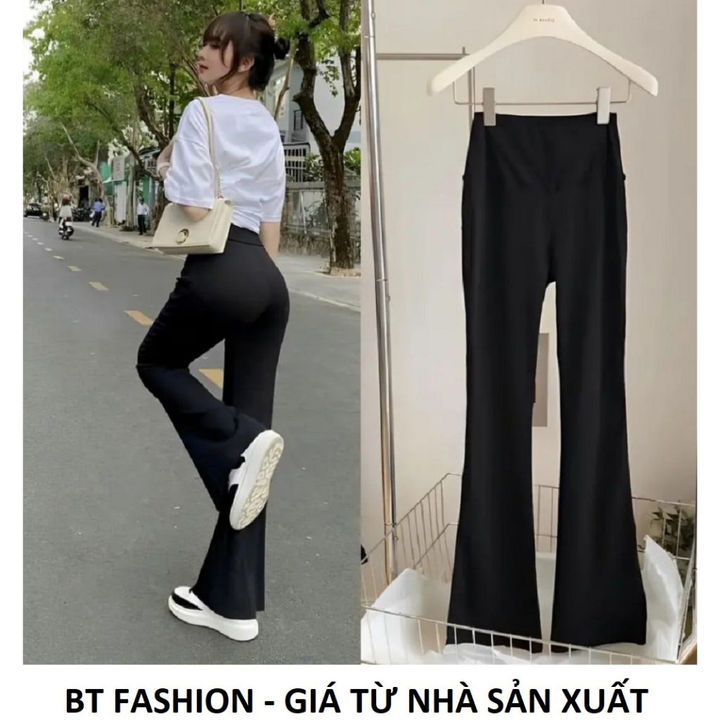 Quần Ống Loe Cạp Cao Nâng Mông Vòng 3,Vải Umi Dày Mịn - BT Fashion QD01