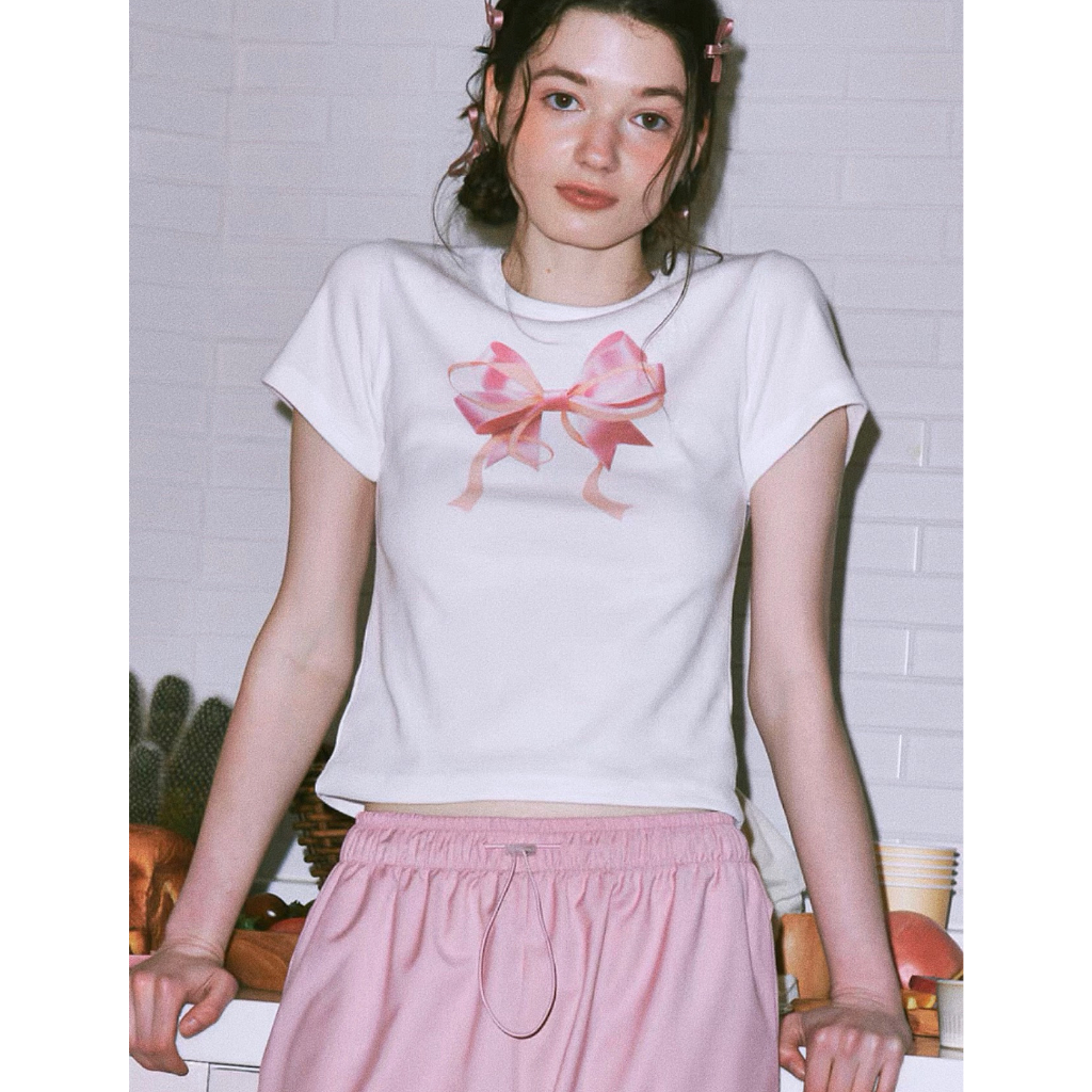 Áo baby tee nơ jenny blackpink