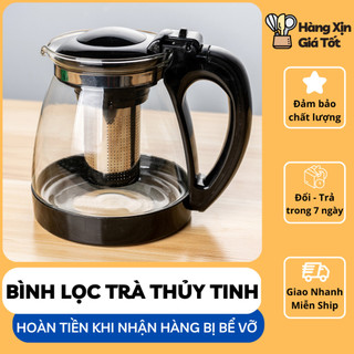 Bình pha trà thủy tinh 1500ml có lưới lọc trà inox tiện lợi