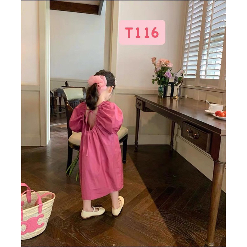 VÁY SUÔNG TAY BÔNG THẮT DÂY LƯNG CHO BÉ GÁI