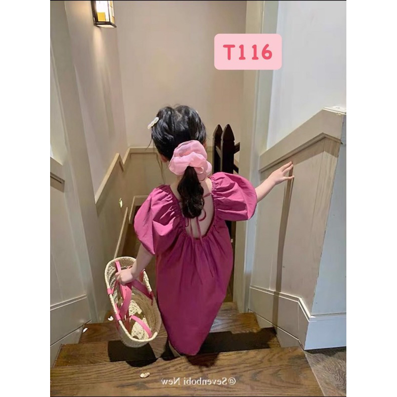 VÁY SUÔNG TAY BÔNG THẮT DÂY LƯNG CHO BÉ GÁI