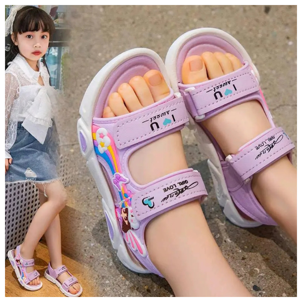 Giầy sandal bé gái - Mẫu quai hậu công chúa 2 mầu Tím, Hồng cho bé xinh - M333