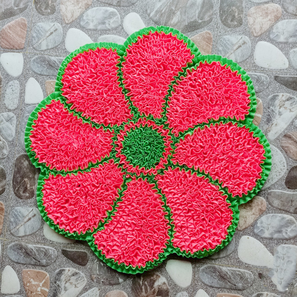 Thảm lau chân hoa 8 cánh size 50cm vải mềm như lông