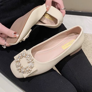 Mã 216 Giày búp bê  nữ mũi tròn hoa nguyệt quế đế dẻo hàng QC cao cấp full hộp