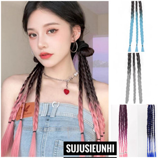   7 mẫu  1 búi tóc giả tết sẵn chuyển màu gradient loại 3 và 5 sợi dài 45cm phong cách Y2K 