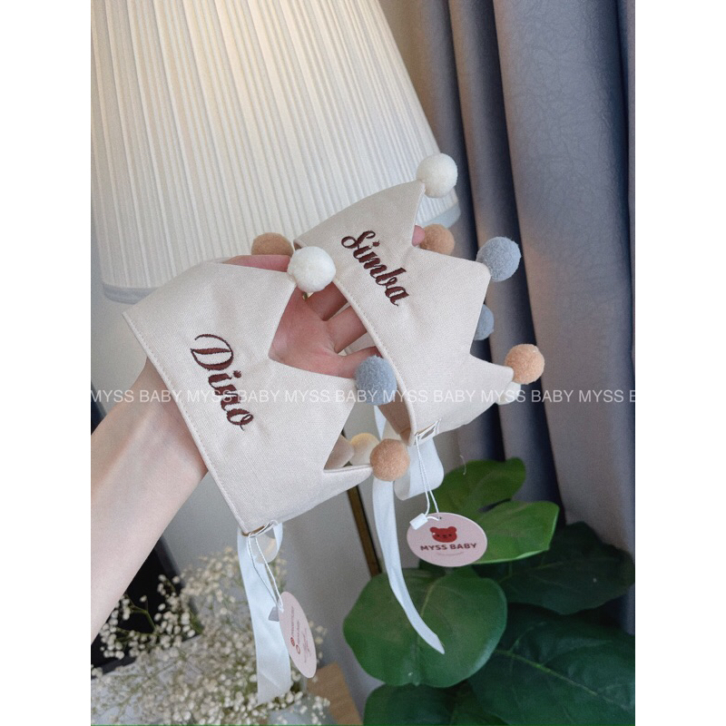 Vương miện thêu tên bé theo yêu cầu MYSS BABY