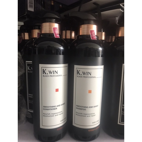 Dầu gội cặp Kwin Smoothing and Shiny 650ml phục hồi tóc hư tổn, giảm gàu, rụng