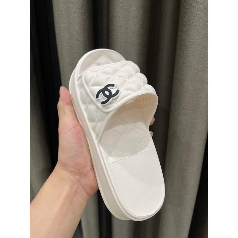 Dép bánh mì quai ngang nữ họa tiết trám siêu xinh độn đế 4cm