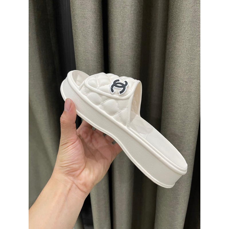 Dép bánh mì quai ngang nữ họa tiết trám siêu xinh độn đế 4cm