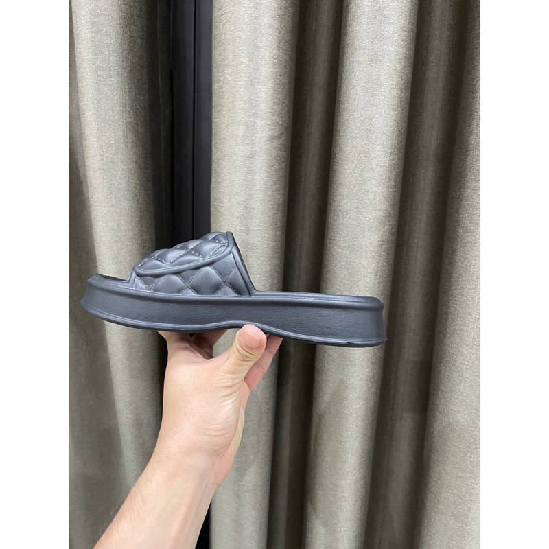 Dép bánh mì quai ngang nữ họa tiết trám siêu xinh độn đế 4cm