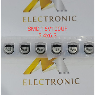 Tụ nhôm dán smd 16v100uf 100uf16v 16v 100uf kích thước 5.4mm x 6.3mm
