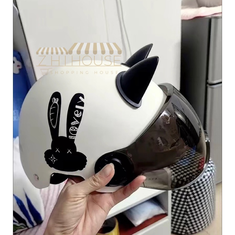 Mũ bảo hiểm 2/3, nón bảo hiểm 3/4 THOÁNG KHÍ CÓ TAI MÈO trẻ trung. Nón phi hành gia, nón gấu nhiều màu nam nữ ZHIHOUSE