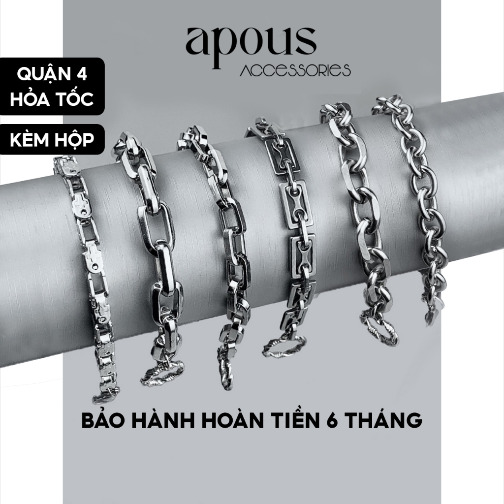 Vòng tay nam nữ Xích Oval Vát Cạnh Basic - Thép Titan - Phụ kiện trang sức Unisex Apous