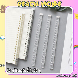 Thanh Còng A5 B5 A4 Trong Suốt Đóng Mở Tự Động 20 26 30 Còng Làm Sổ Flash Card Binder Giá Rẻ Bullet Journal Peach Home