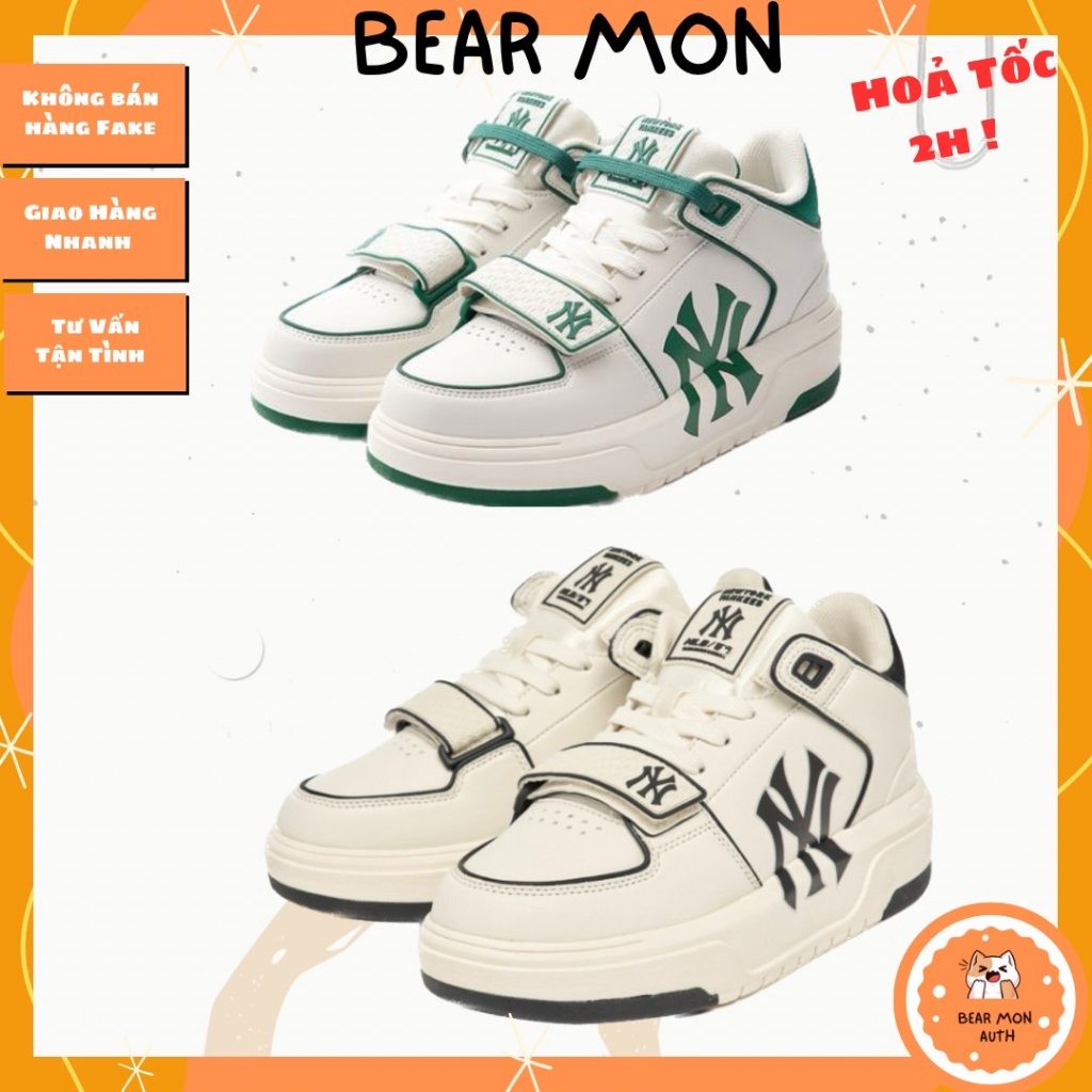 Giày mlb Chunky Liner Mid Basic New York Yankees 3Asxlmb3N Màu trắng logo ny màu đen và xanh lá