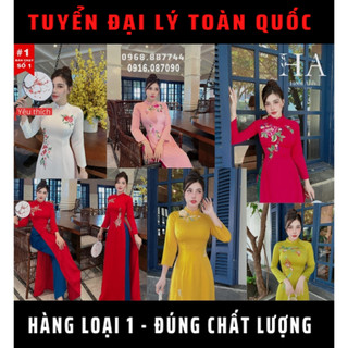 Áo dài thêu hoa lụa tây thi. hàng thiết kế cao cấp 2023