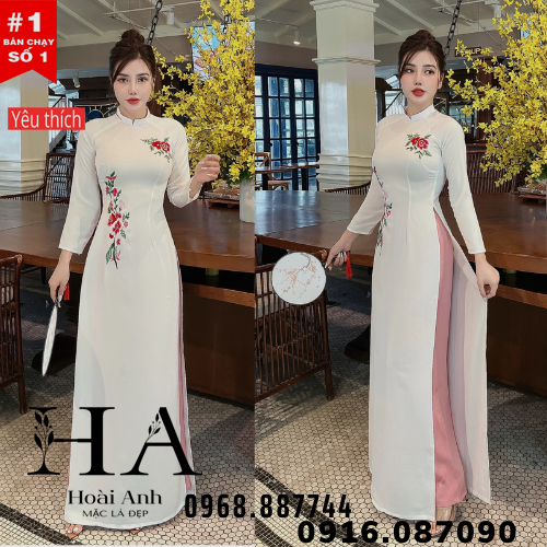 ÁO DÀI Thêu Hoa Lụa Tây Thi. Hàng Thiết Kế Cao Cấp 2023