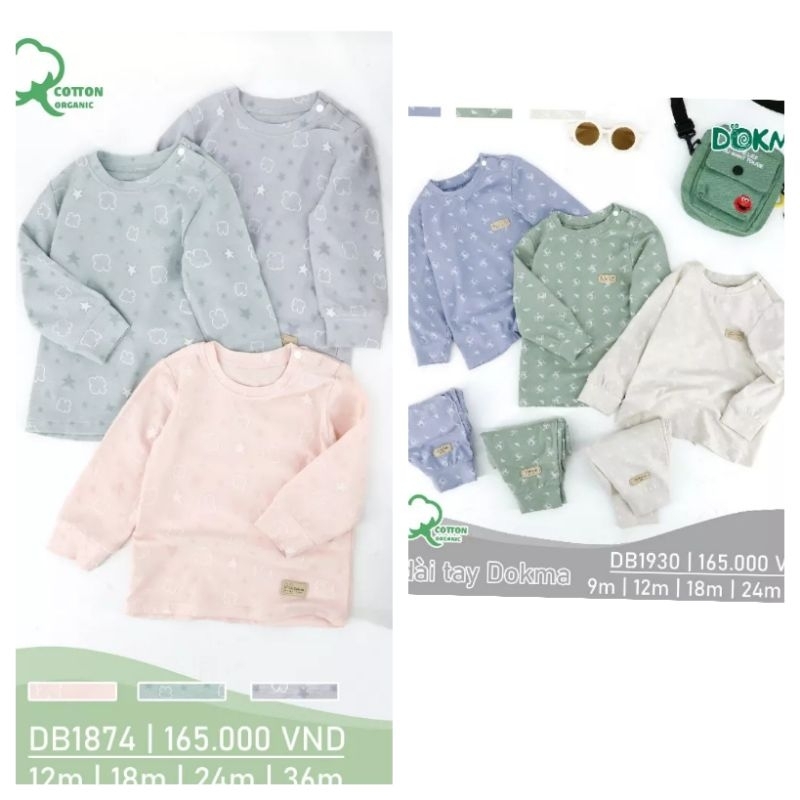Bộ cài vai dài tay thu đông Dokma cho bé DB1930, DB1874