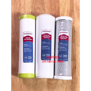 Bộ 3 lõi lọc nước 123 CTO Sunhouse than hoạt tính khử nước nhiễm clo