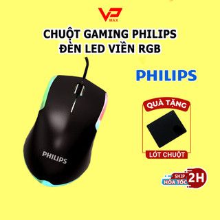 [Tặng lót chuột] Chuột máy tính Philips đèn led RGB - Chuột gaming có dây dùng cho PC Laptop - VP MAX