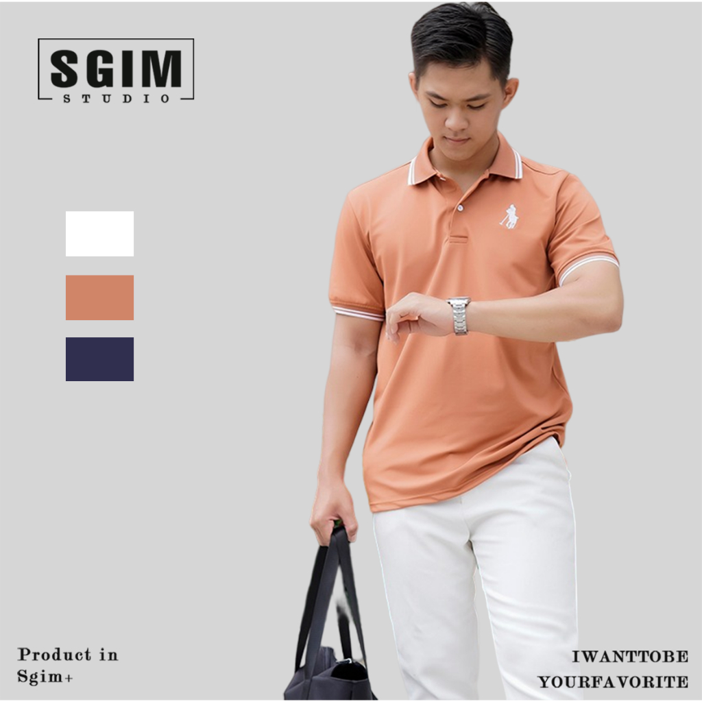 Áo polo nam big size Sgimstudio, áo basic cotton thiêu phối viền thanh lịch nơi công sở | SGIMSTUDIO