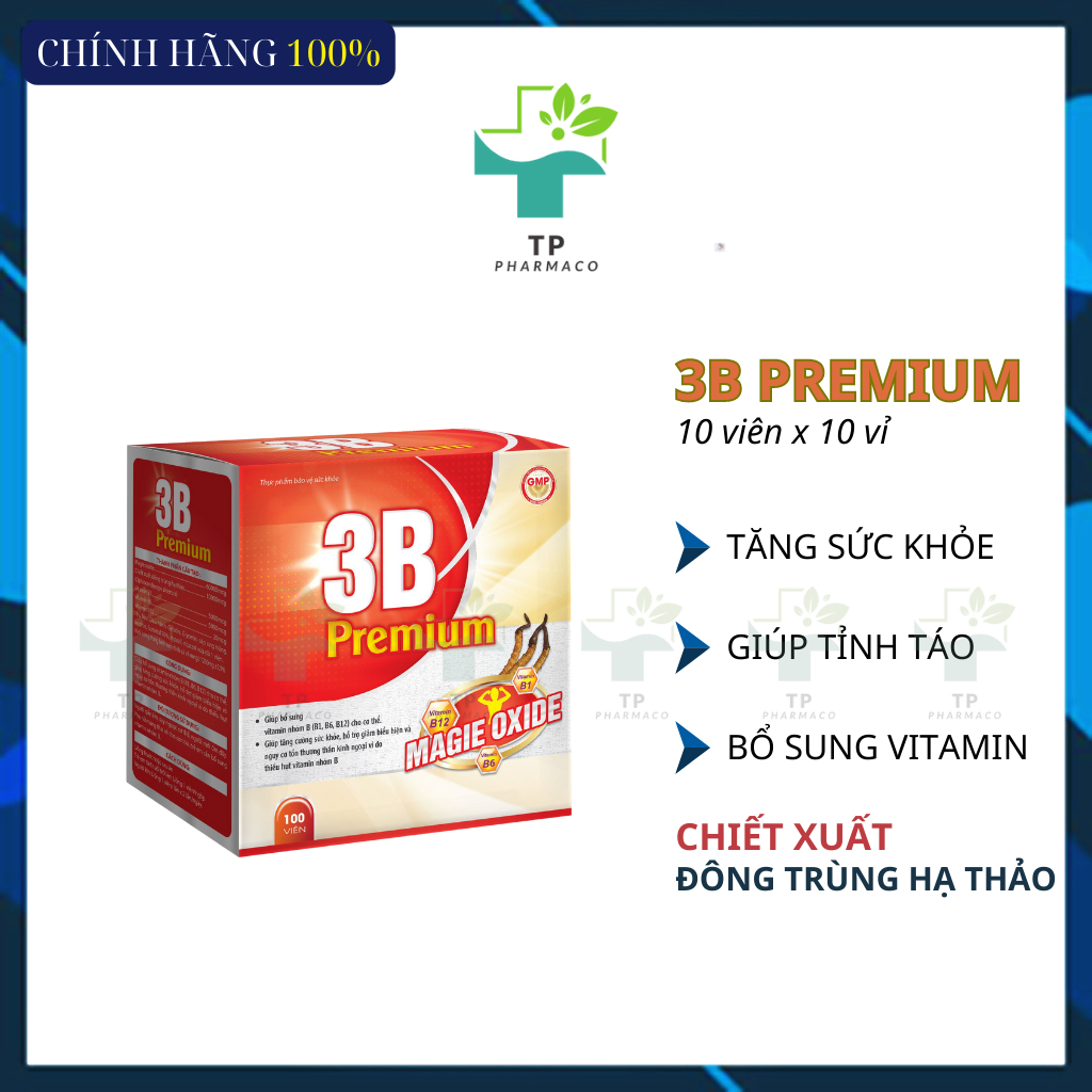 3B PREMIUM_Tăng sức khỏe, giúp tỉnh táo, bổ sung vitamin_100 viên/hộp