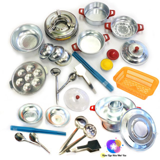  Đồ Chơi Nấu Ăn Bằng Nhôm Bộ Lớn 34 Món Có Thể Nấu Ăn Thật Đồ Nấu Bếp Mini Nhiều Dụng Cụ Cho Bé Gái 