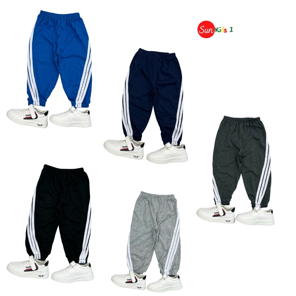 Quần dài bé trai size size 1-10 tuổi, quần dài cotton bé trai chạy viền chất mềm mát gấu bo chun- SUNKIDS1