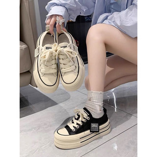 Giày Nữ Canvans Smile Tem Vuông Đế Cao 6CM MÃ D2