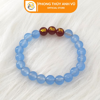 Vòng tay phong thủy mệnh thủy đã khai quang - tam hợp hợi mão mùi mã não xanh - may mắn tài lộc