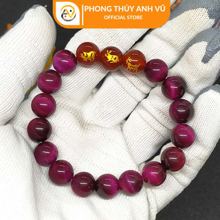 Vòng tam hợp quý nhân hợi mão mùi đã khai quang - mắt hổ hồng tự nhiên - may mắn tài lộc bình an