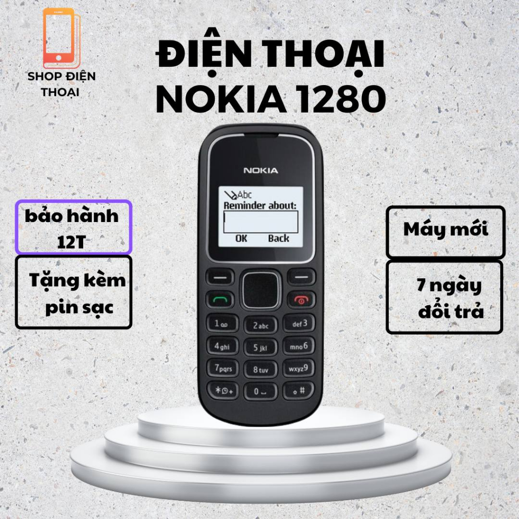 Điện Thoại Nokia 1280 Zin Chính Hãng Màn Hình Zin, Main Zin - BH 12T