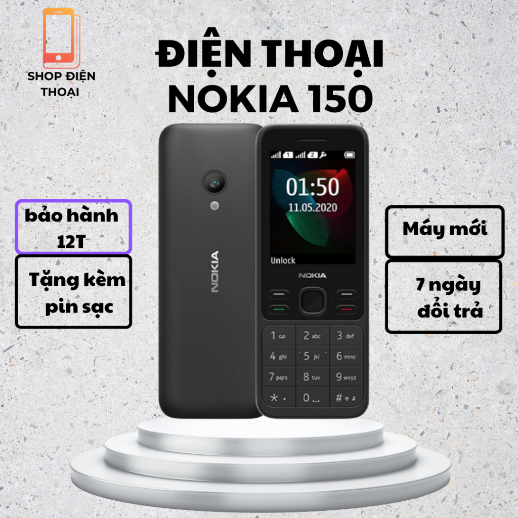 Điện Thoại Nghe Gọi Nokia 15O 2 Sim New FullBox , Loa To Sóng Khỏe, Pin trâu bò