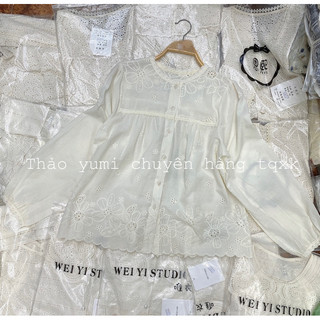 Áo sơ mi thô đũi thêu hàng qc 8818