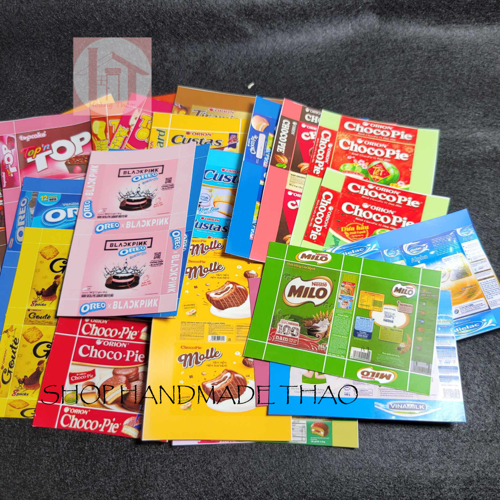 Combo 10 / 30 cái mô hình hộp bánh , sữa bằng giấy trang trí nhà búp bê