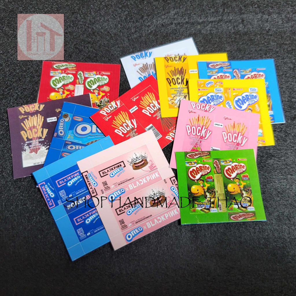 Combo 10 / 30 cái mô hình hộp bánh , sữa bằng giấy trang trí nhà búp bê