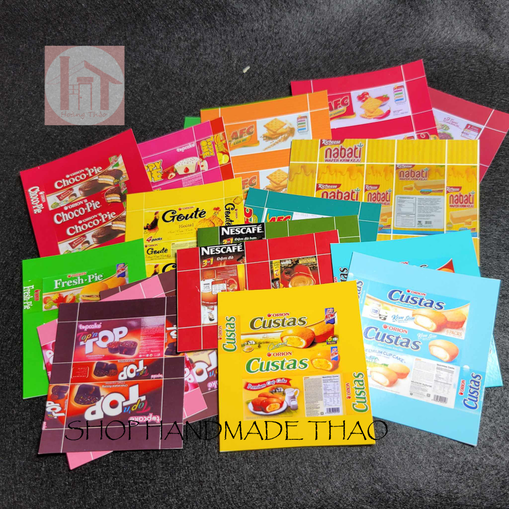 Combo 10 / 30 cái mô hình hộp bánh , sữa bằng giấy trang trí nhà búp bê