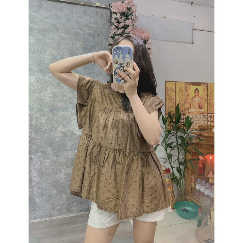 ÁO BẦU BABYDON ĐŨI LỤA CHẤM BI 2 MẦU