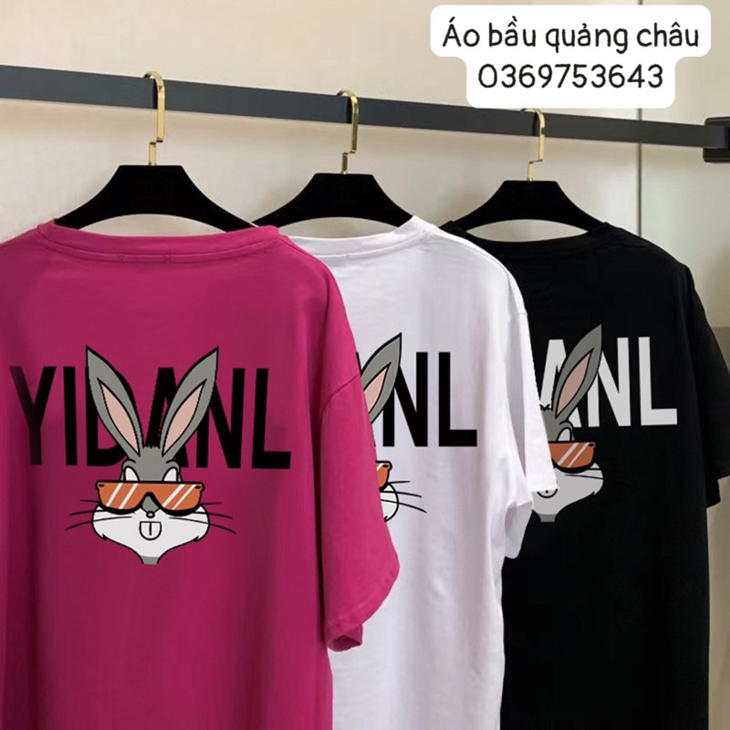 Áo bầu, áo thun bầu In Hình Chú THỏ RABBIT ngắn tay Chất Cotton 100% Thoáng Mát( hàng quảng châu)sẵn đỏ hồng