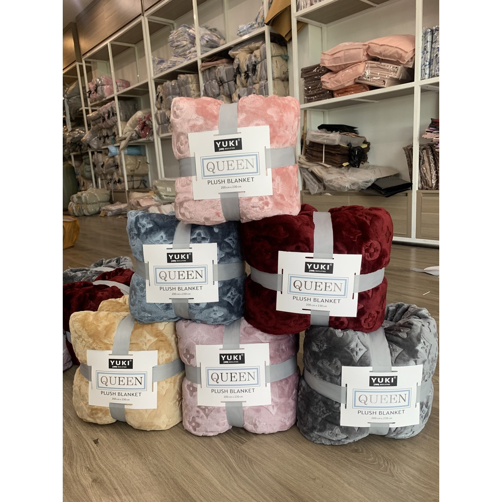 Chăn lông tuyết nhung vân thương hiệu LV cao cấp sang trọng, chăn mền văn phòng nhập khẩu siêu mềm mịn kích thước 2mx2m3