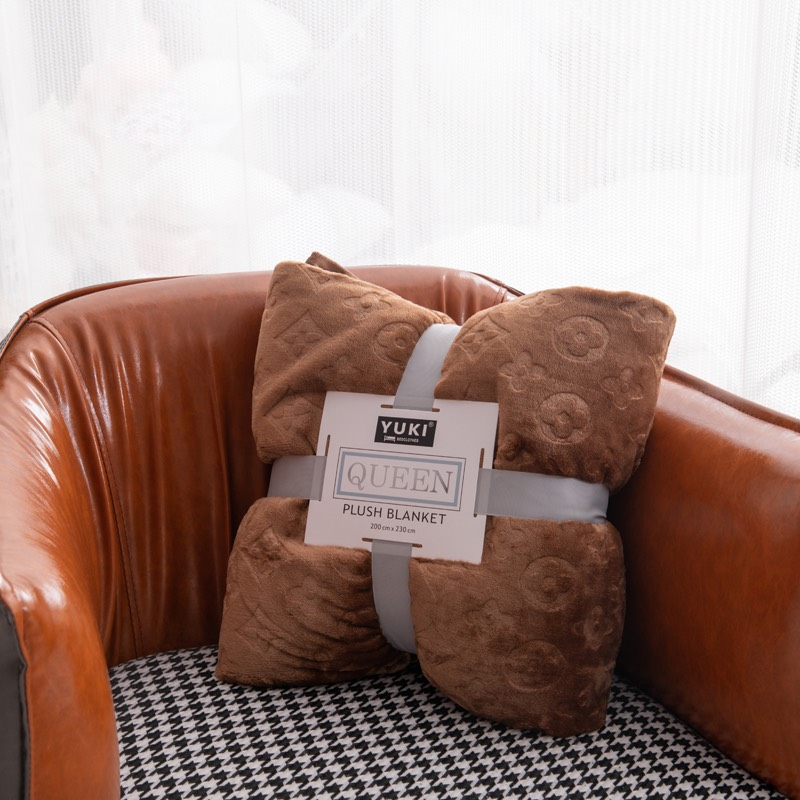 Chăn lông tuyết nhung vân thương hiệu LV cao cấp sang trọng, chăn mền văn phòng nhập khẩu siêu mềm mịn kích thước 2mx2m3