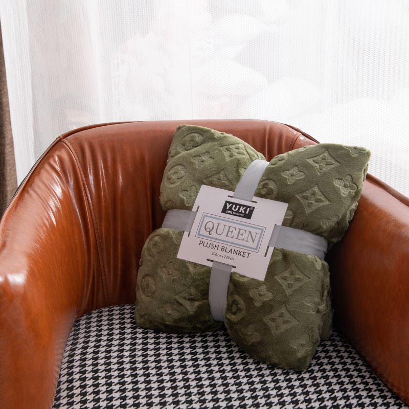 Chăn lông tuyết nhung vân thương hiệu LV cao cấp sang trọng, chăn mền văn phòng nhập khẩu siêu mềm mịn kích thước 2mx2m3